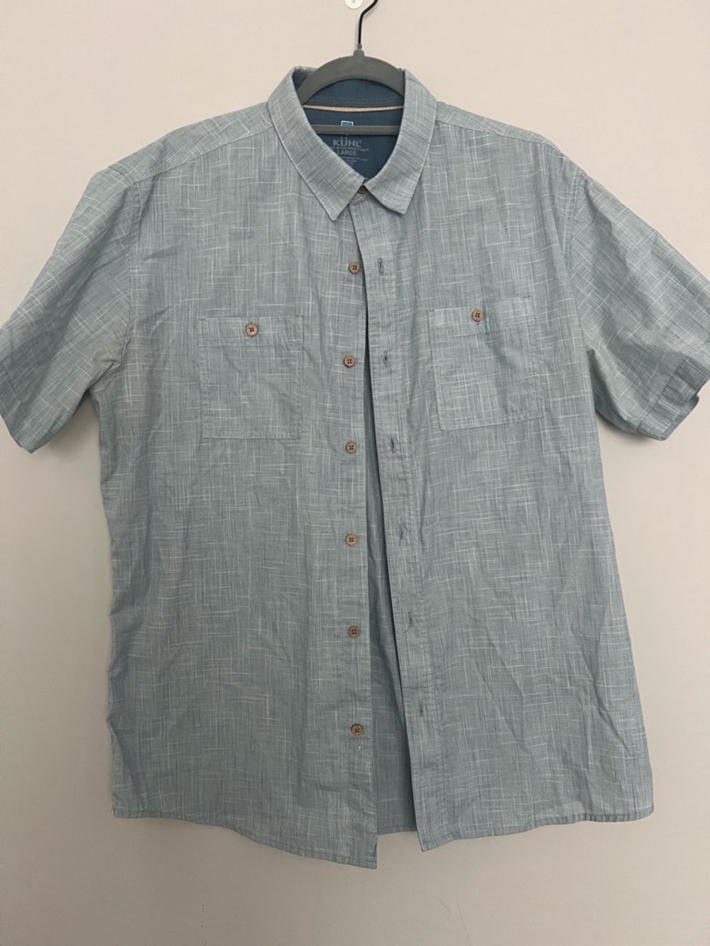 Kuhl Shirt Men’s Size L Blue Optimizr Casual Blue Button Down Cotton Blend
